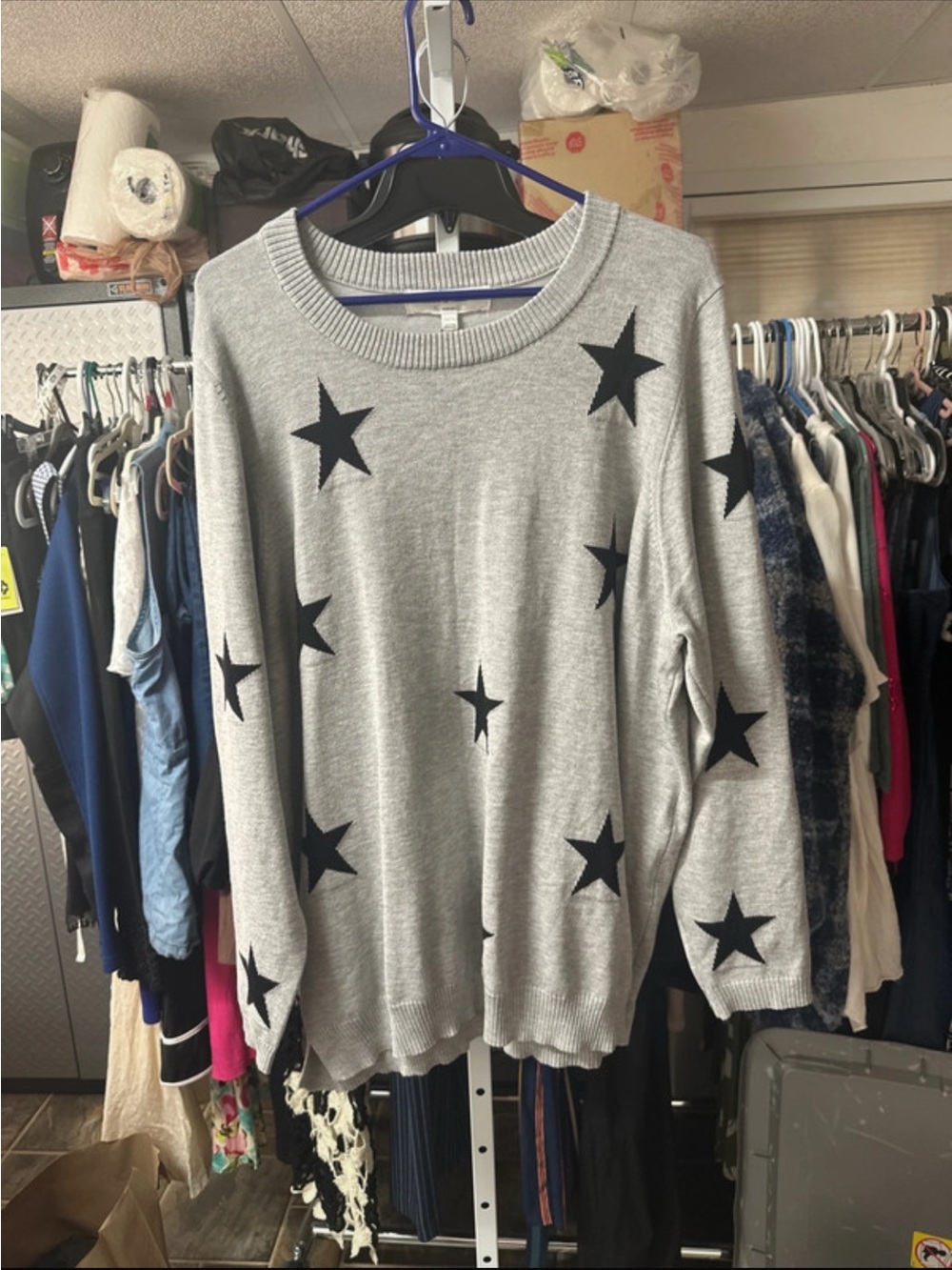 Chelsea & Theodore Gray Star Pattern Knit Sweater